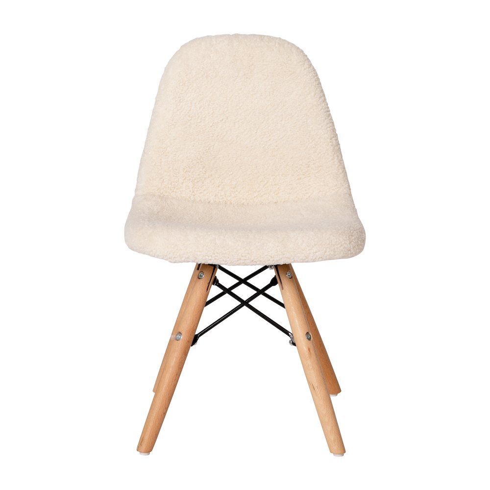 Kid's Padded Armless Faux Shearling Accent Chair in Off-White