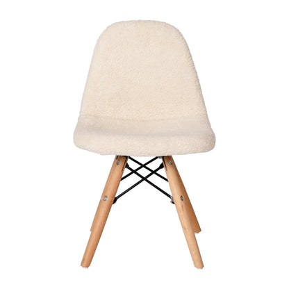 Kid's Padded Armless Faux Shearling Accent Chair in Off-White