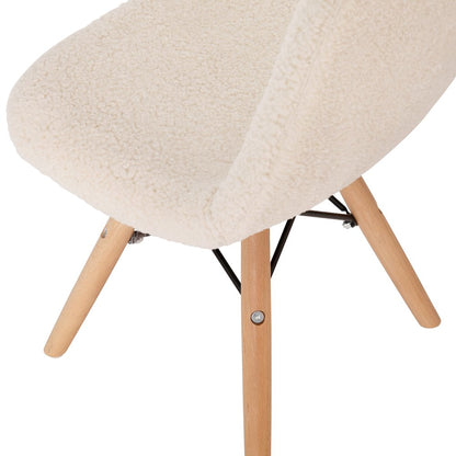 Kid's Padded Armless Faux Shearling Accent Chair in Off-White