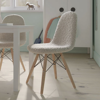 Kid's Padded Armless Faux Shearling Accent Chair in Off-White