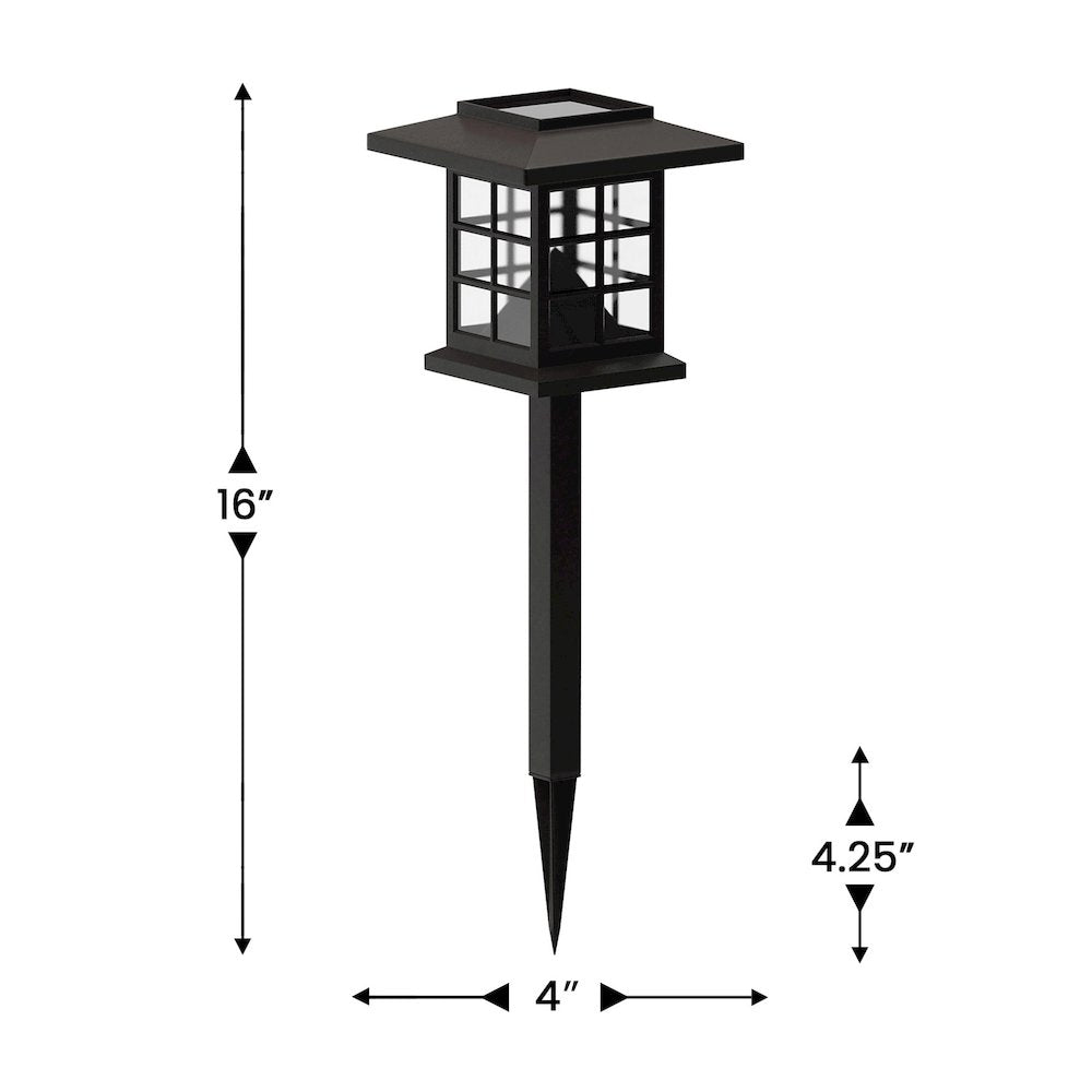 Solar Powered LED Lantern Style Landscaping Lights - Set of 8, Brown