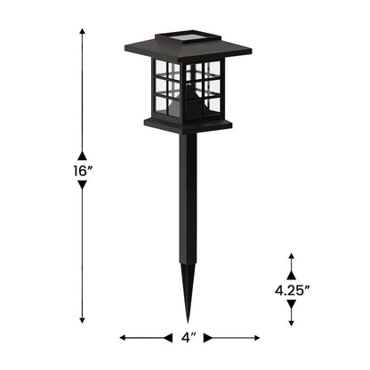 Solar Powered LED Lantern Style Landscaping Lights - Set of 8, Brown
