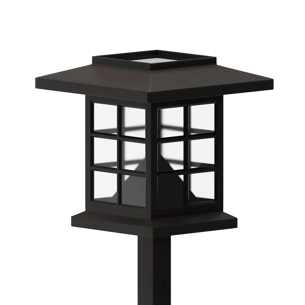 Solar Powered LED Lantern Style Landscaping Lights - Set of 8, Brown