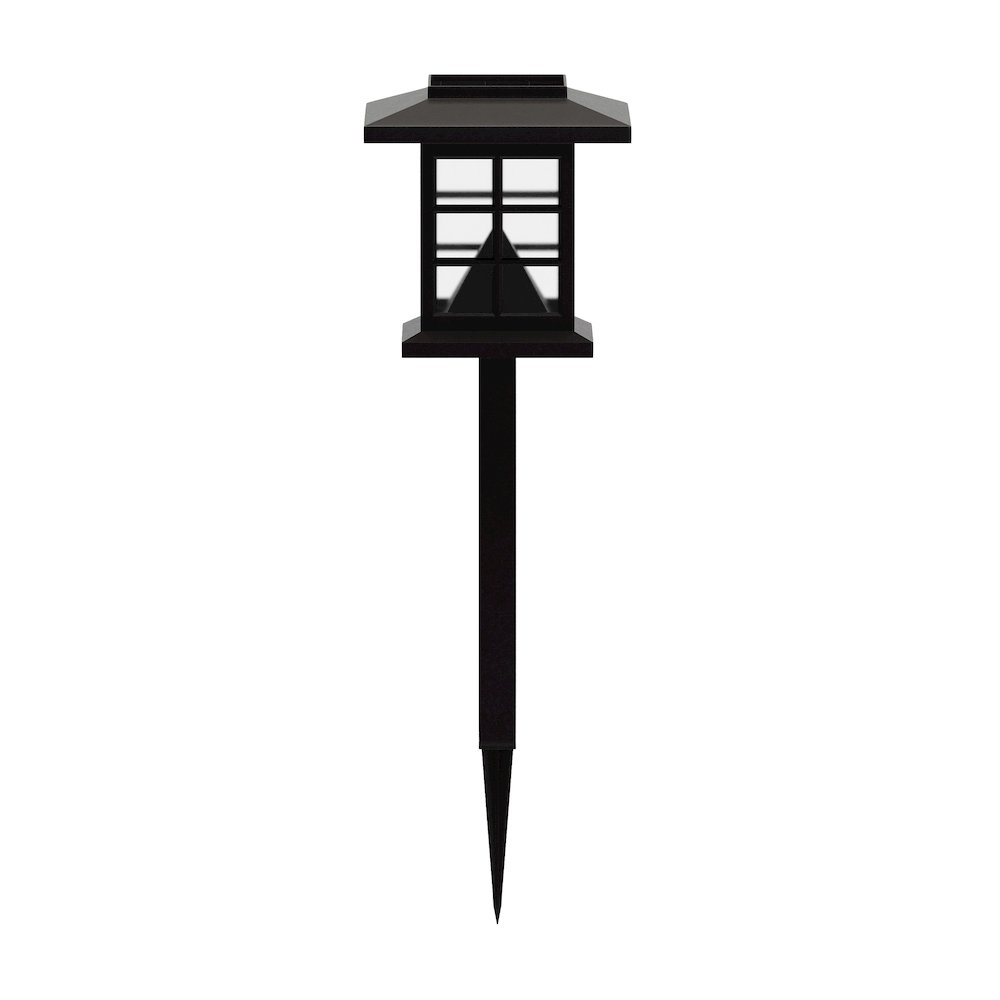 Solar Powered LED Lantern Style Landscaping Lights - Set of 8, Brown
