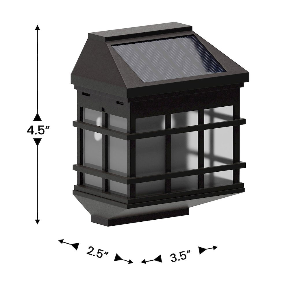 Solar Powered LED Lantern Style Deck and Fence Lights - Set of 6, Brown