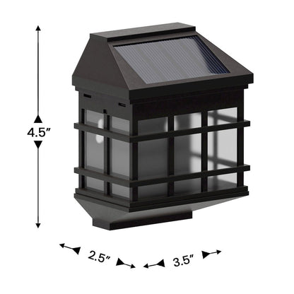 Solar Powered LED Lantern Style Deck and Fence Lights - Set of 6, Brown