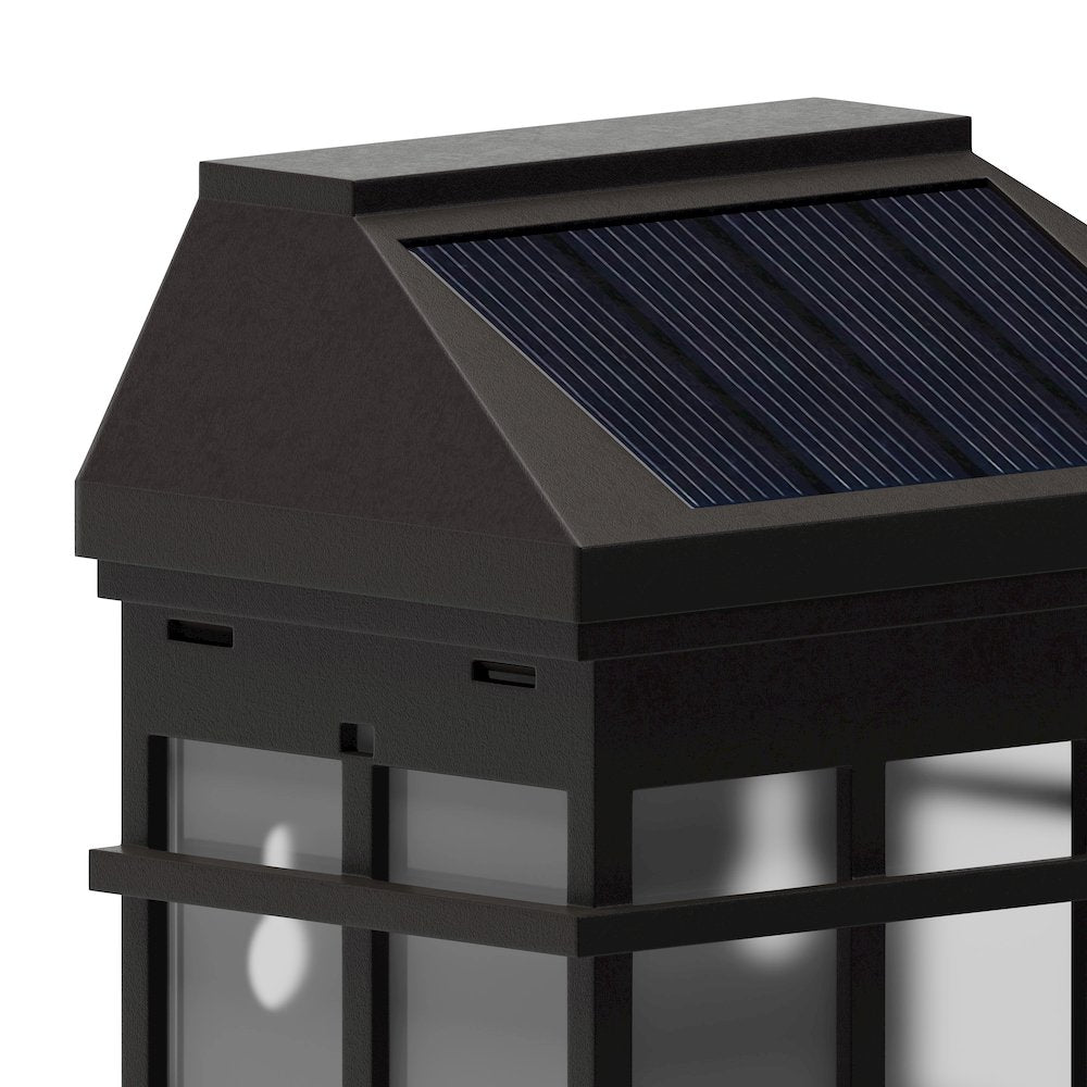 Solar Powered LED Lantern Style Deck and Fence Lights - Set of 6, Brown