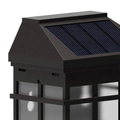 Solar Powered LED Lantern Style Deck and Fence Lights - Set of 6, Brown