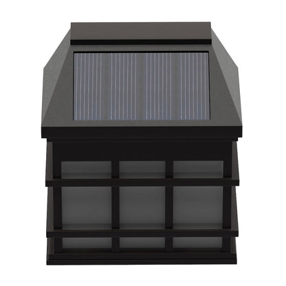 Solar Powered LED Lantern Style Deck and Fence Lights - Set of 6, Brown