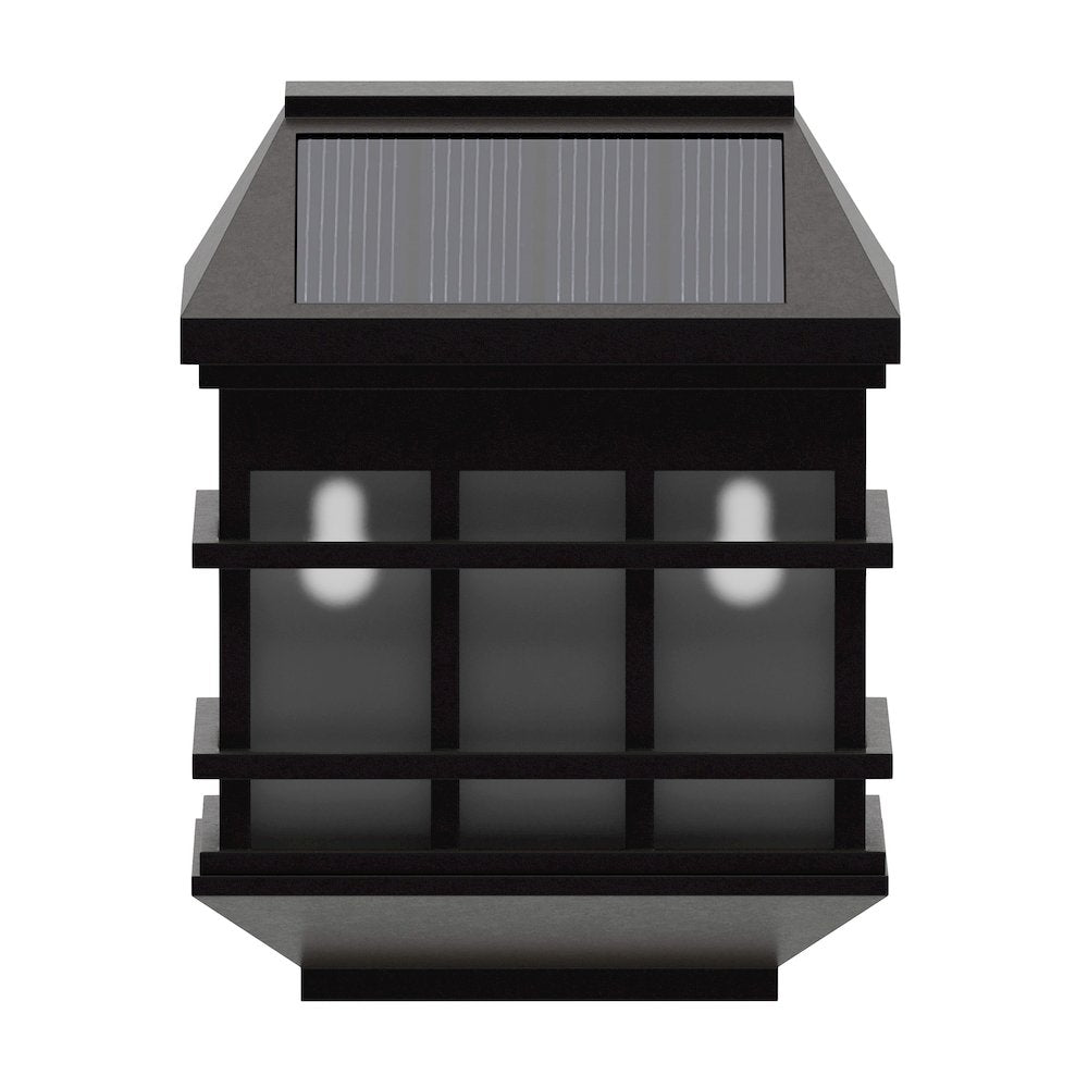 Solar Powered LED Lantern Style Deck and Fence Lights - Set of 6, Brown