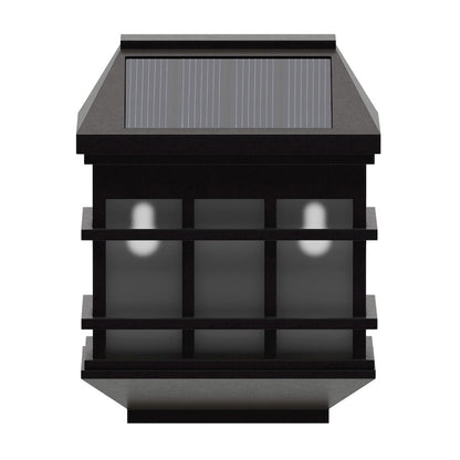 Solar Powered LED Lantern Style Deck and Fence Lights - Set of 6, Brown