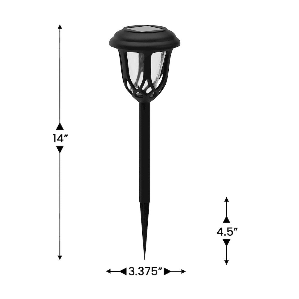 Solar Powered LED Decorative Garden and Walkway Lights - Set of 8, Black