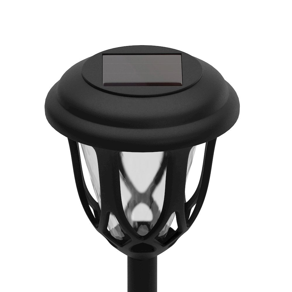 Solar Powered LED Decorative Garden and Walkway Lights - Set of 8, Black