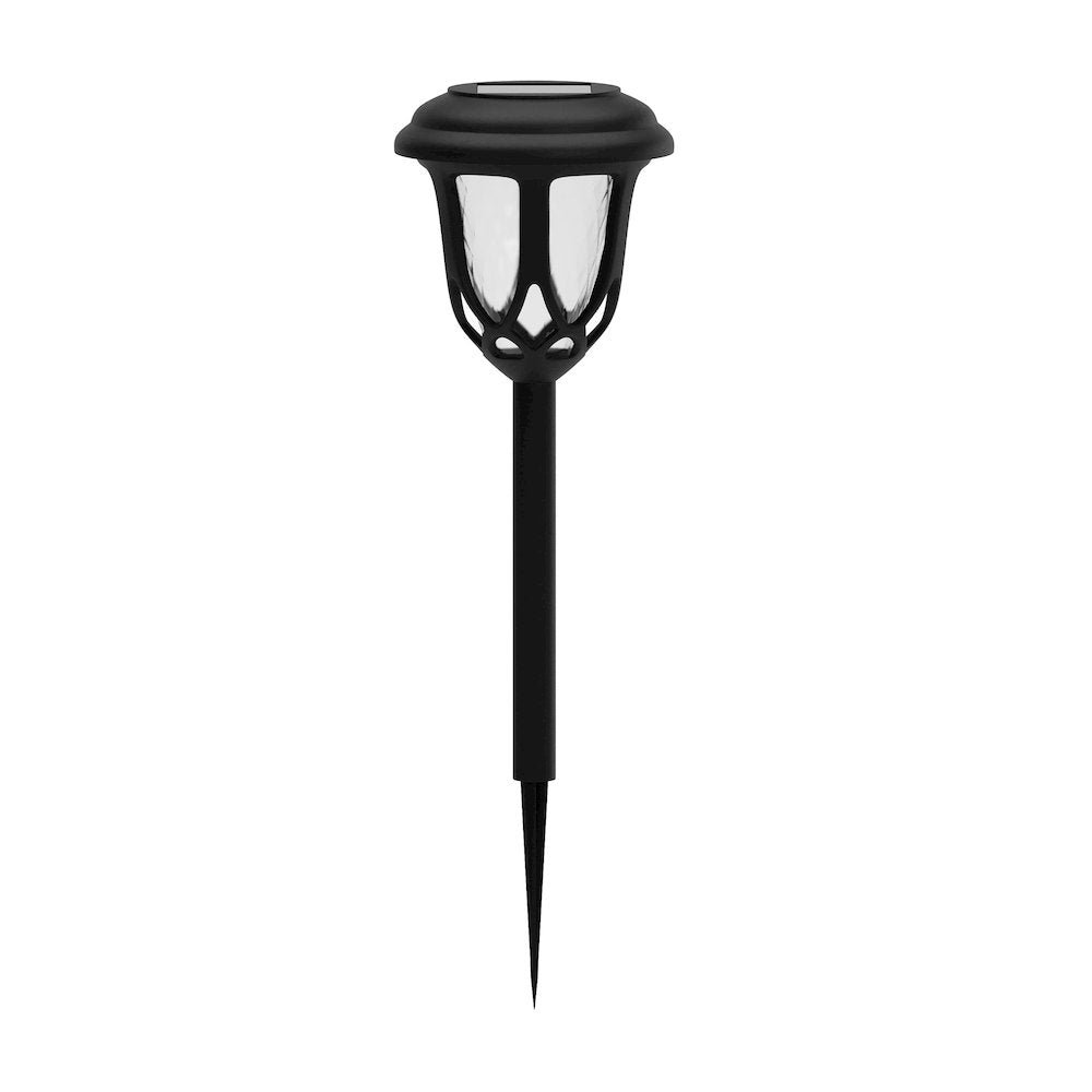 Solar Powered LED Decorative Garden and Walkway Lights - Set of 8, Black