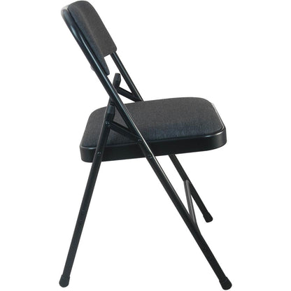 Black Padded Metal Folding Chair - Black 1-in Fabric Seat