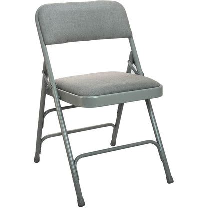 Grey Padded Metal Folding Chair - Grey 1-in Fabric Seat