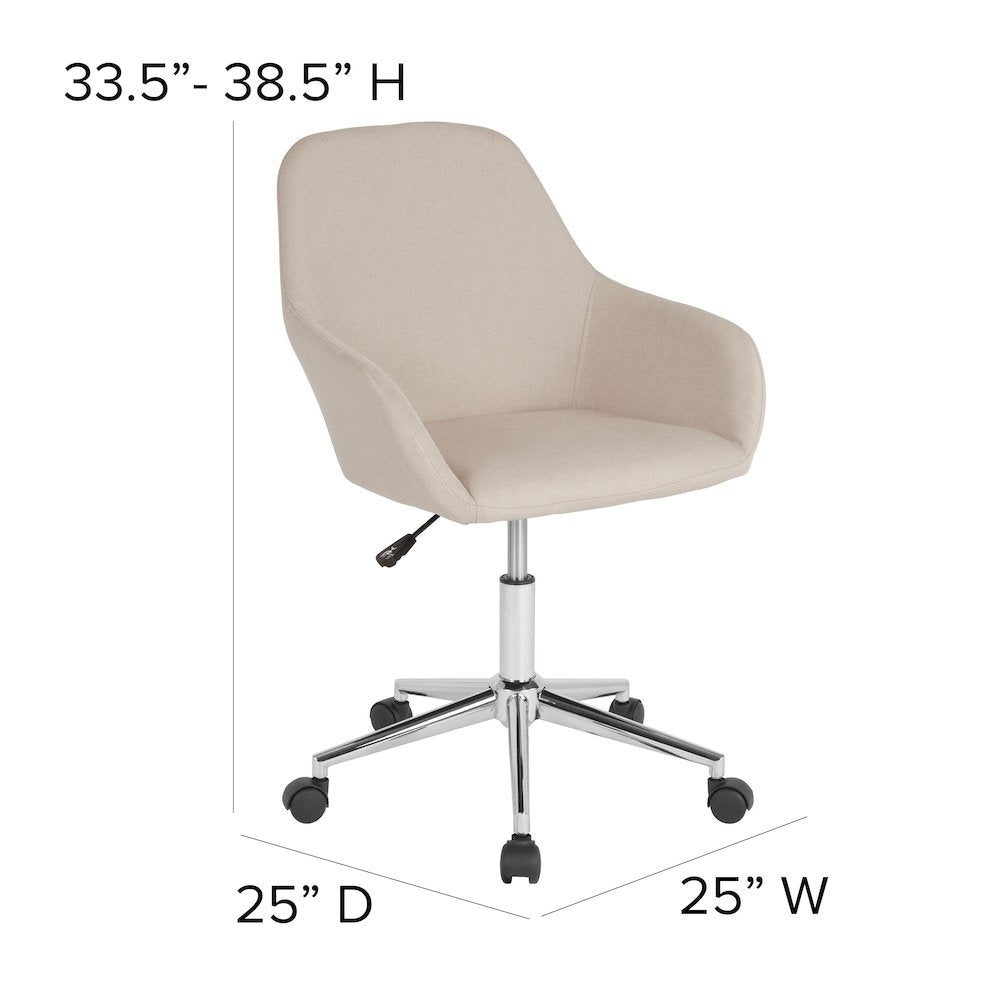 Home and Office Mid-Back Chair in Beige Fabric