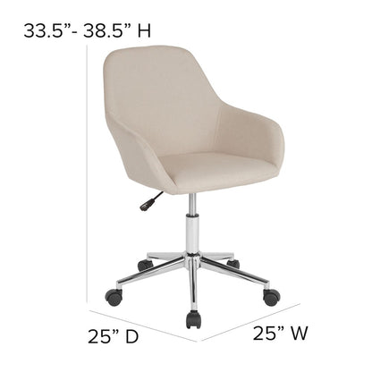 Home and Office Mid-Back Chair in Beige Fabric
