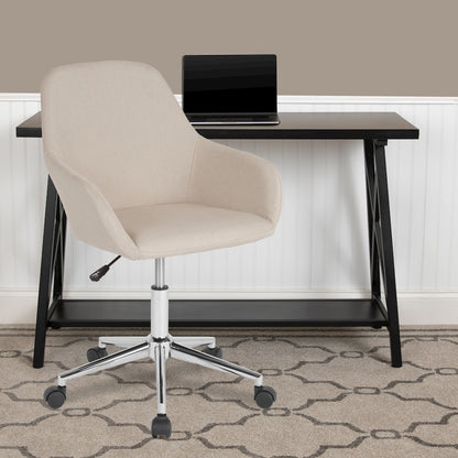 Home and Office Mid-Back Chair in Beige Fabric