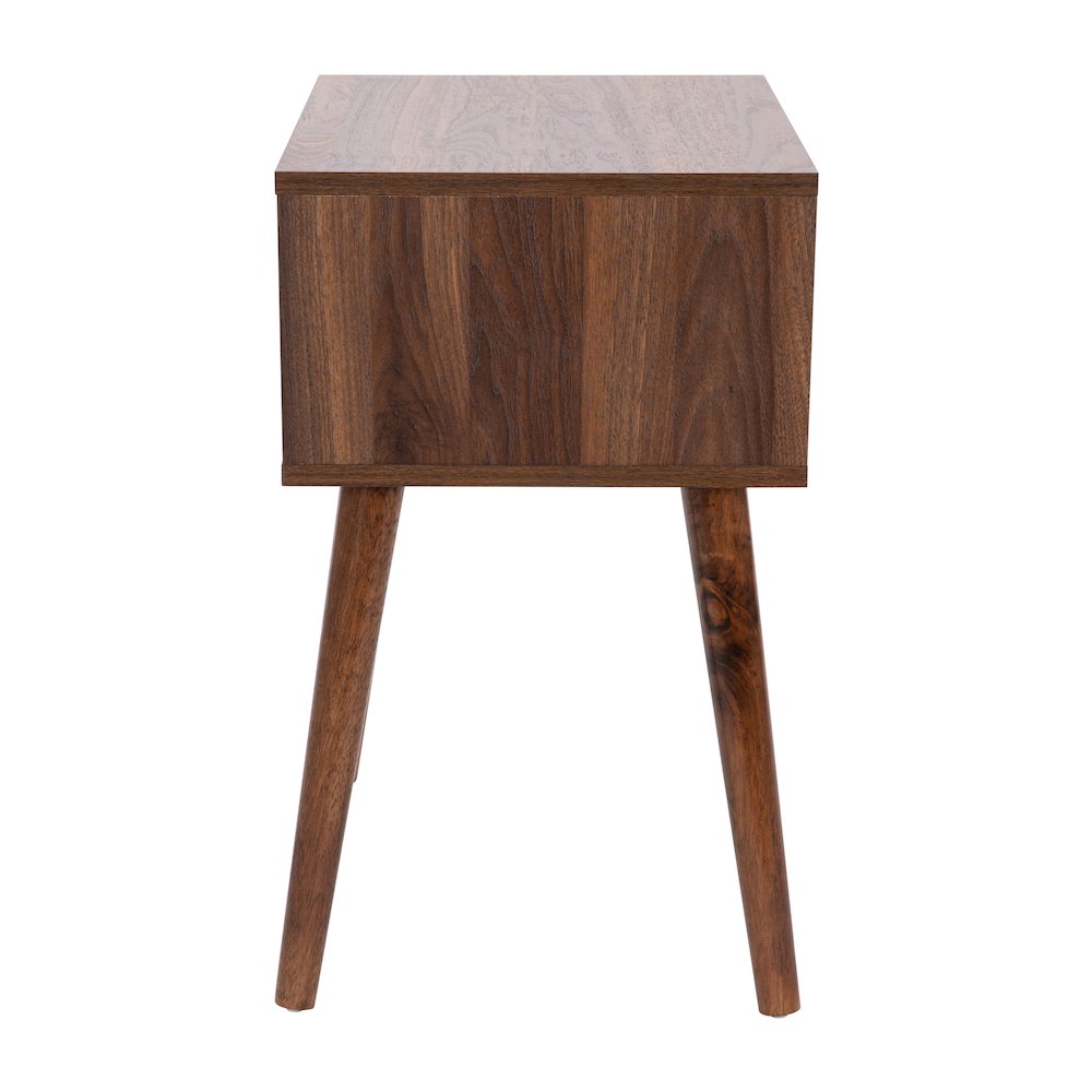 Mid-Century One Drawer Wood Nightstand, Dark Walnut