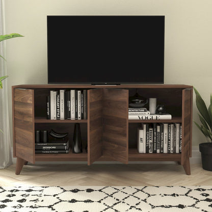 60 in 4 Door Storage Buffet Sideboard, TV Stand for up to 64" TV's, Dark Walnut