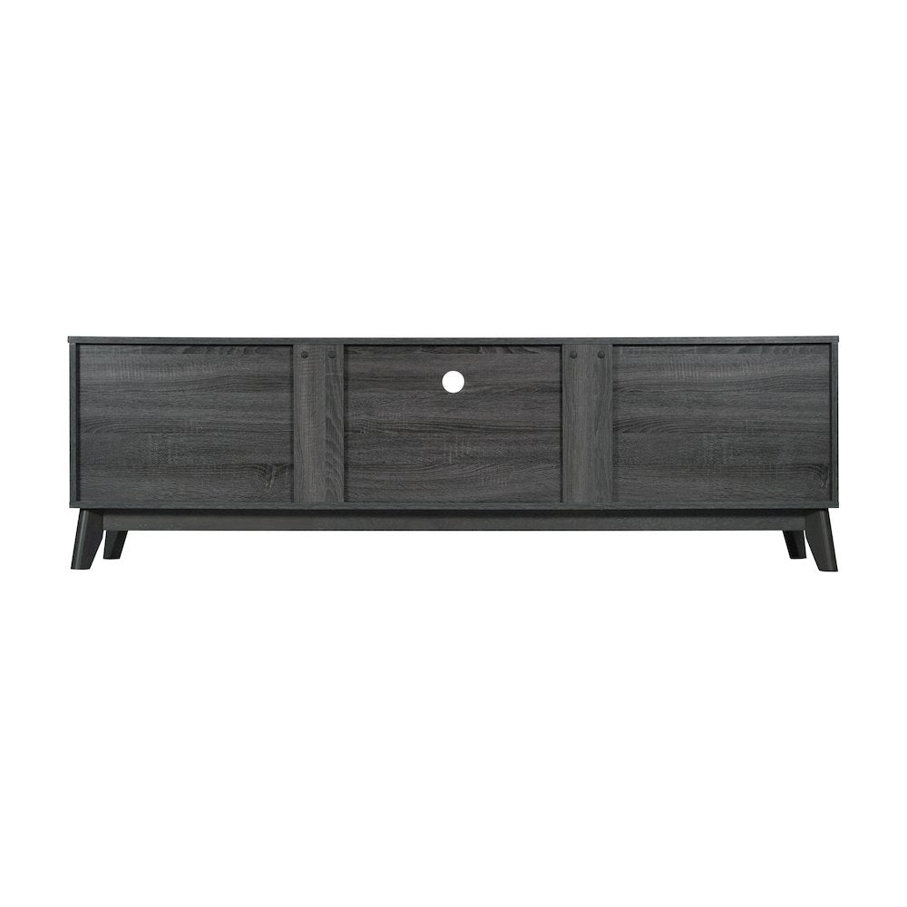 Mid-Century modern 70 Inch media console holds TV's 65+ inches, Black Wash
