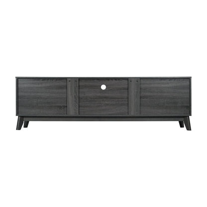 Mid-Century modern 70 Inch media console holds TV's 65+ inches, Black Wash