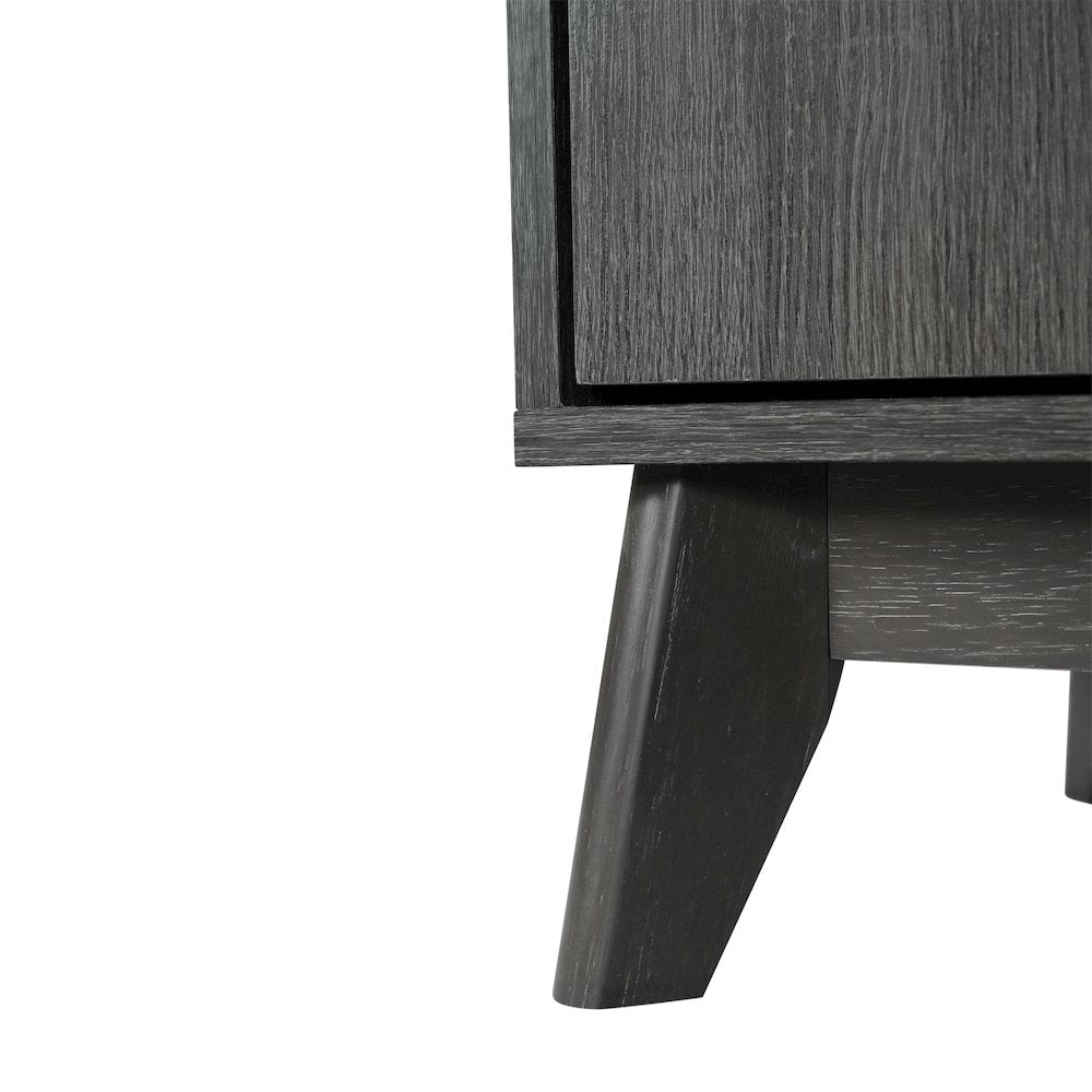 Mid-Century modern 70 Inch media console holds TV's 65+ inches, Black Wash