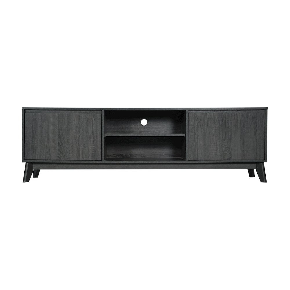 Mid-Century modern 70 Inch media console holds TV's 65+ inches, Black Wash