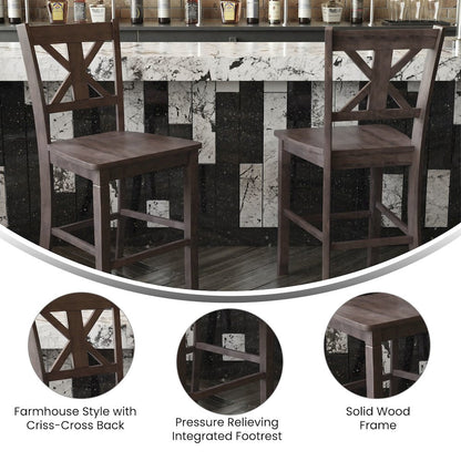 Set of 2 Modern Farmhouse Style Commercial Grade Counter Height Stools