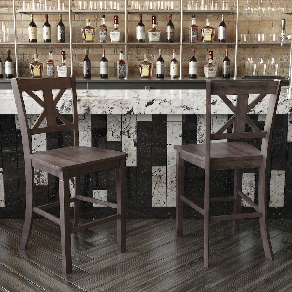 Set of 2 Modern Farmhouse Style Commercial Grade Counter Height Stools