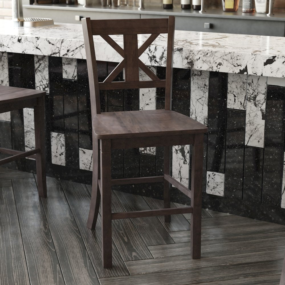 Set of 2 Modern Farmhouse Style Commercial Grade Counter Height Stools