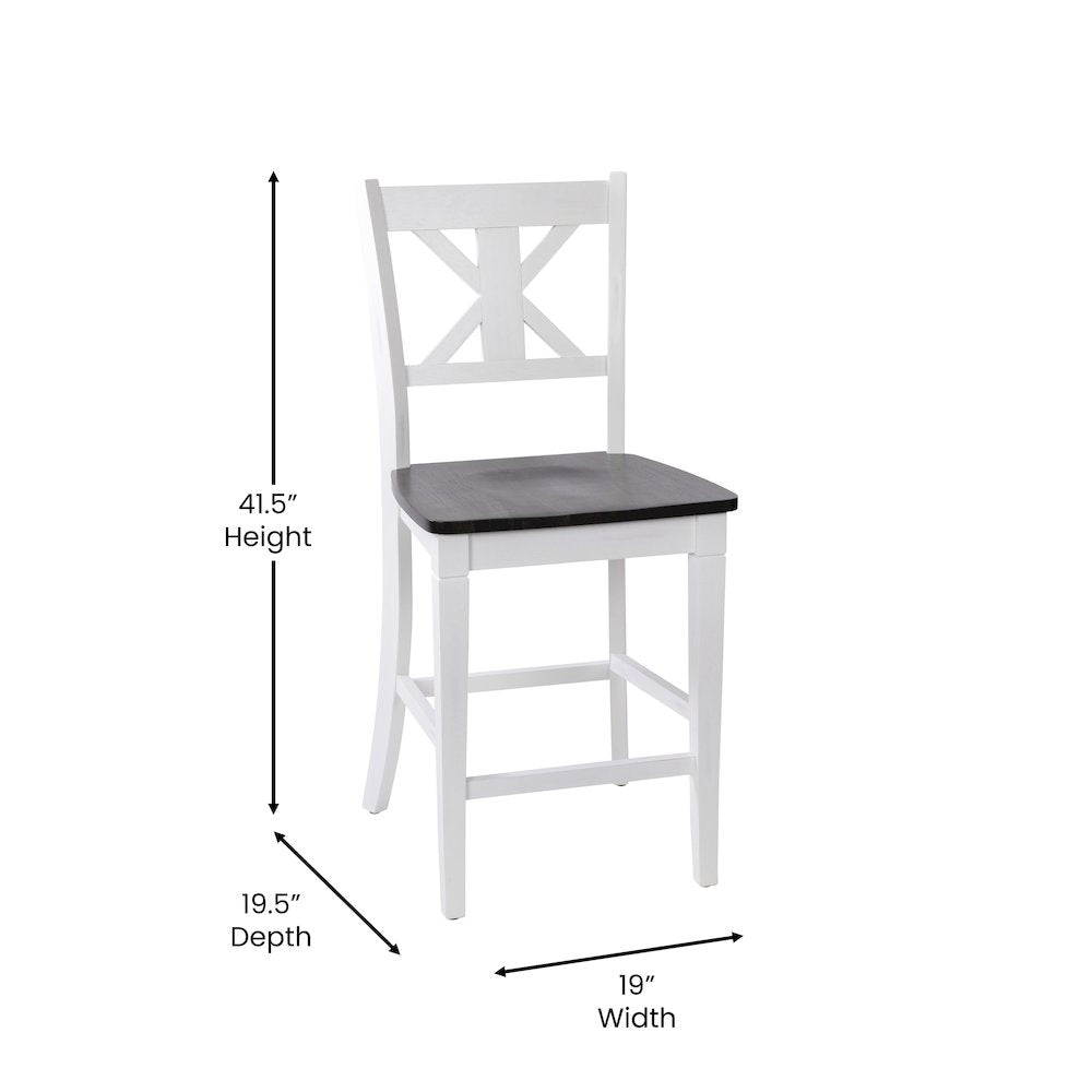 Set of 2 Modern Farmhouse Style Commercial Grade Counter Height Stools