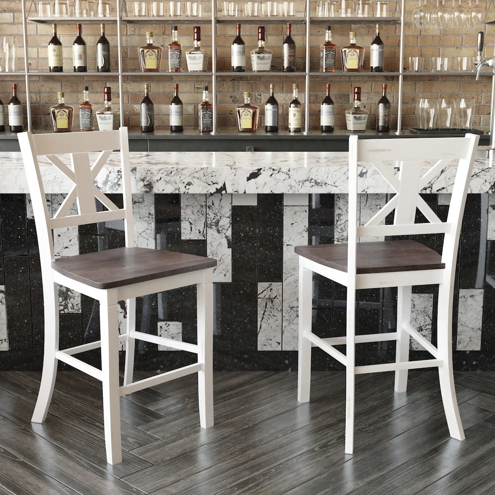Set of 2 Modern Farmhouse Style Commercial Grade Counter Height Stools