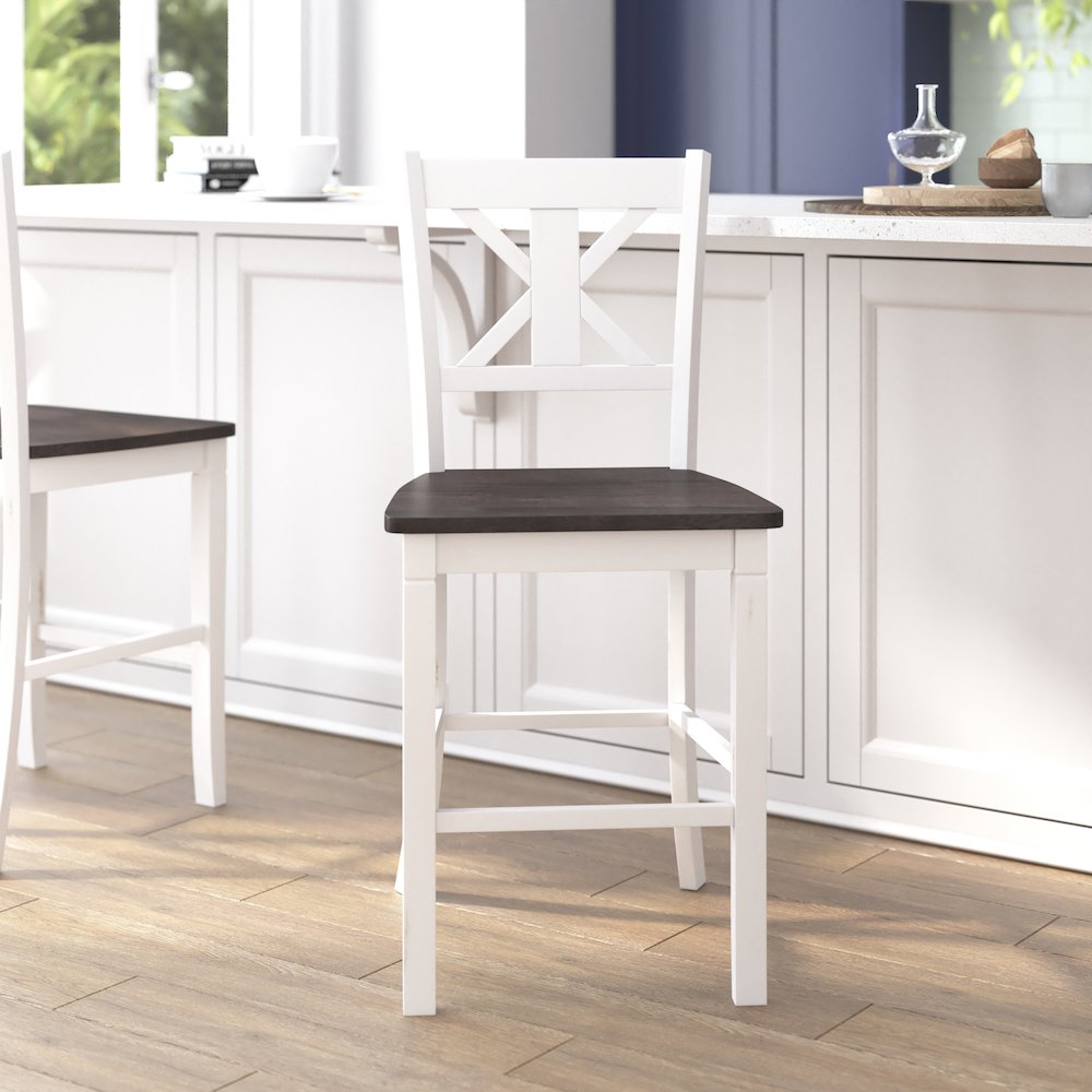 Set of 2 Modern Farmhouse Style Commercial Grade Counter Height Stools