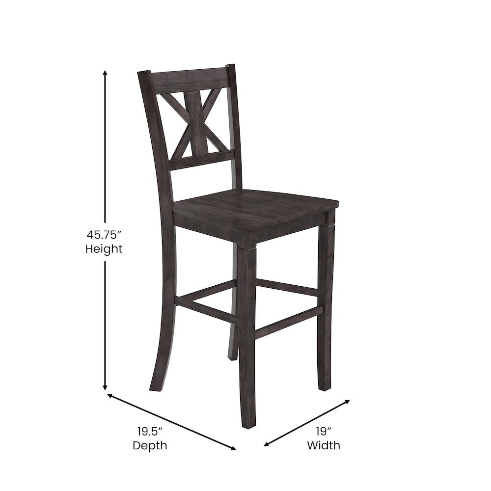 Set of 2 Modern Farmhouse Style Commercial Grade Bar Height Stools