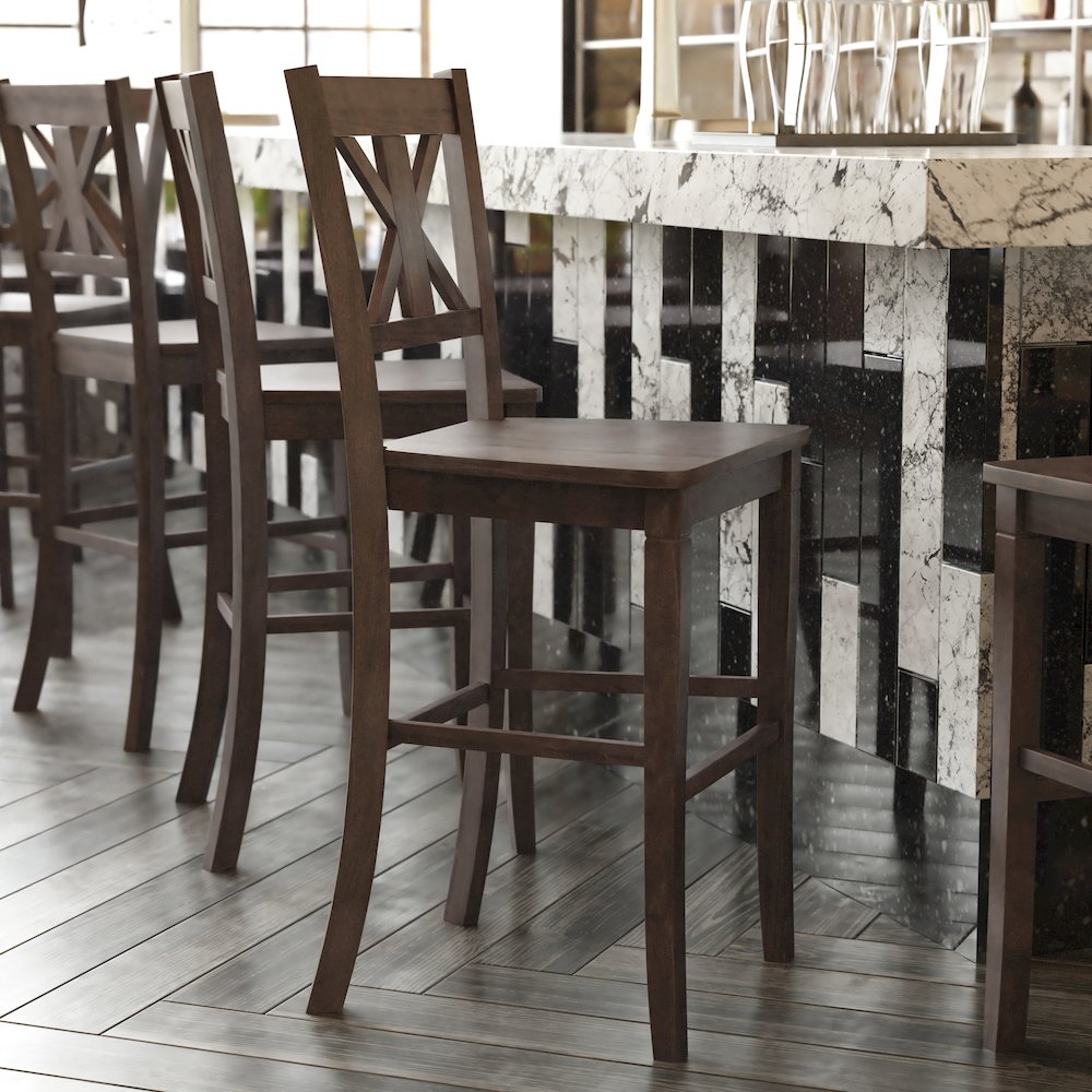 Set of 2 Modern Farmhouse Style Commercial Grade Bar Height Stools