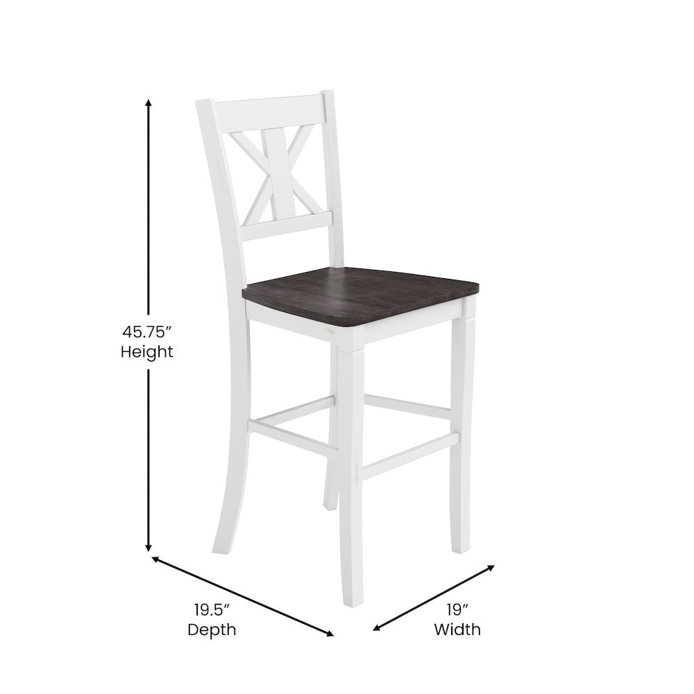 Set of 2 Modern Farmhouse Style Commercial Grade Bar Height Stools