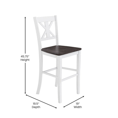 Set of 2 Modern Farmhouse Style Commercial Grade Bar Height Stools