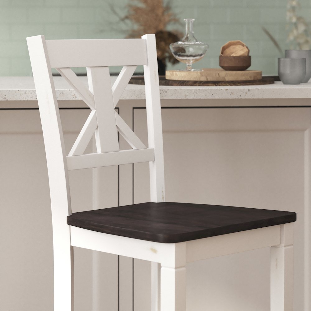 Set of 2 Modern Farmhouse Style Commercial Grade Bar Height Stools