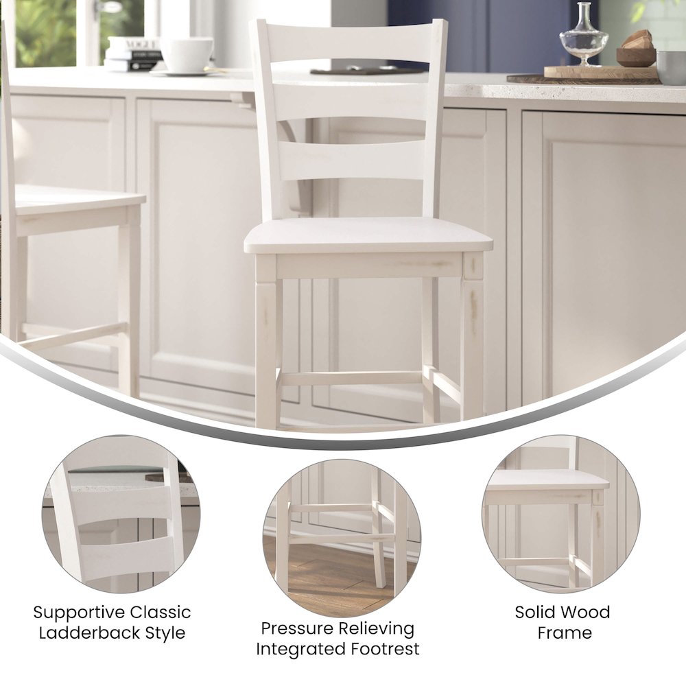 Set of 2 Classic Style Commercial Grade Ladderback Bar Height Stools
