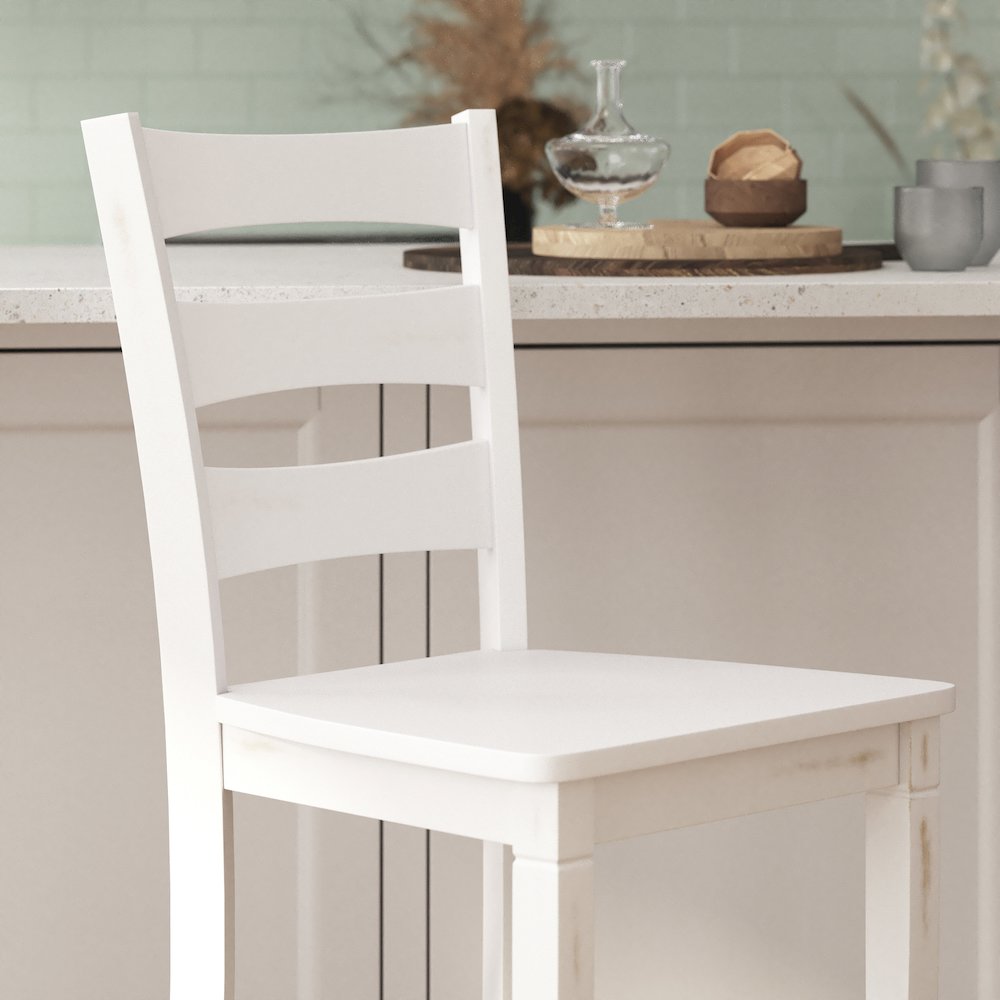 Set of 2 Classic Style Commercial Grade Ladderback Bar Height Stools