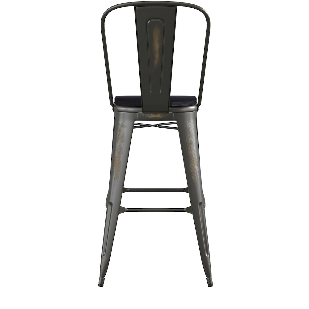 30" High Copper Metal Indoor-Outdoor Barstool with Black Poly Resin Wood Seat