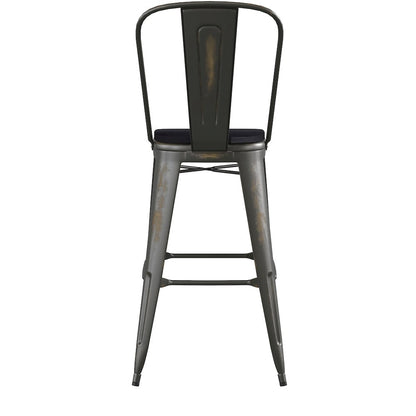30" High Copper Metal Indoor-Outdoor Barstool with Black Poly Resin Wood Seat