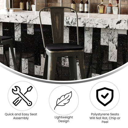 30" High Copper Metal Indoor-Outdoor Barstool with Black Poly Resin Wood Seat