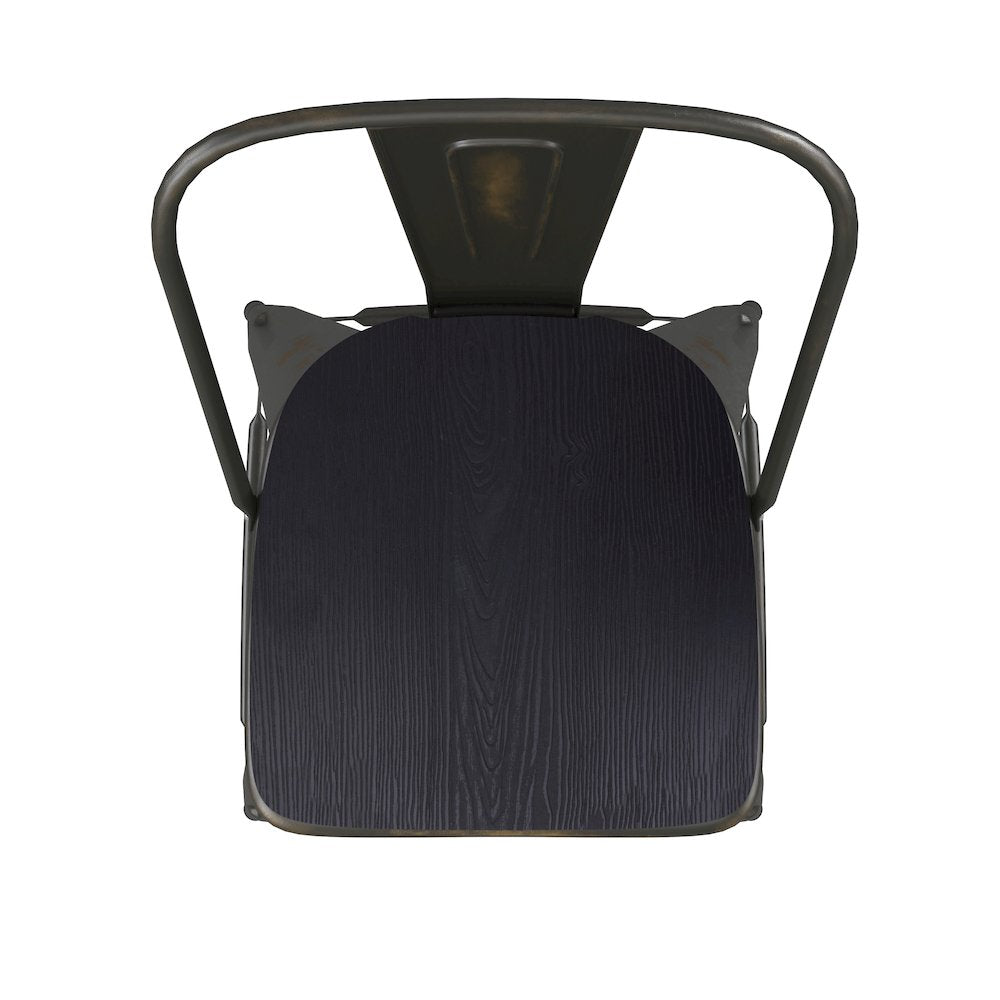 30" High Copper Metal Indoor-Outdoor Barstool with Black Poly Resin Wood Seat