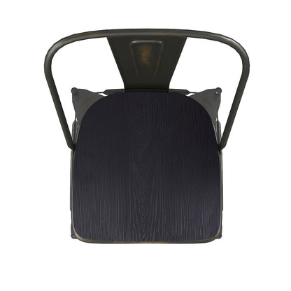 30" High Copper Metal Indoor-Outdoor Barstool with Black Poly Resin Wood Seat