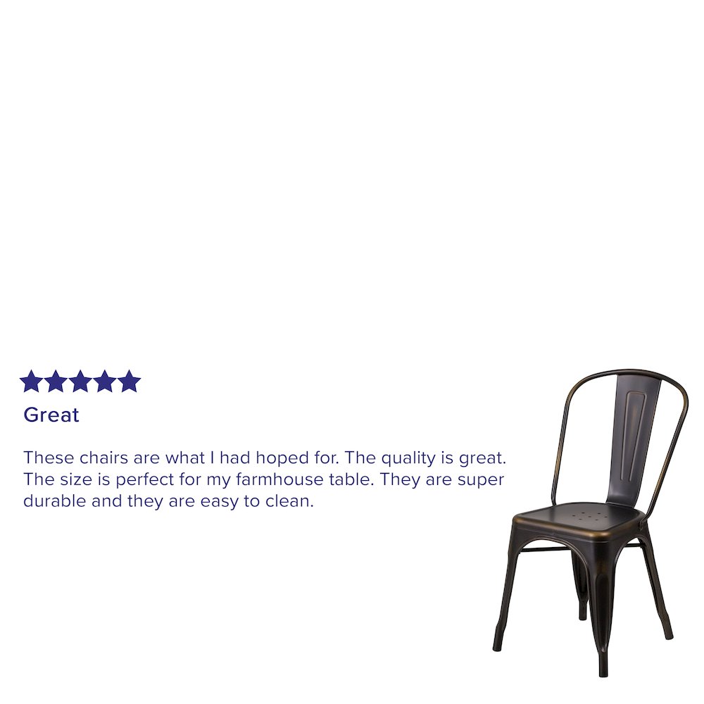 Commercial Grade Distressed Copper Metal Indoor-Outdoor Stackable Chair