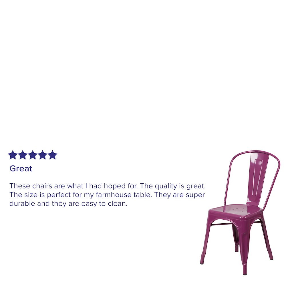 Commercial Grade Purple Metal Indoor-Outdoor Stackable Chair