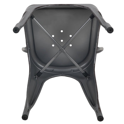 Commercial Grade Distressed Silver Gray Metal Indoor-Outdoor Stackable Chair